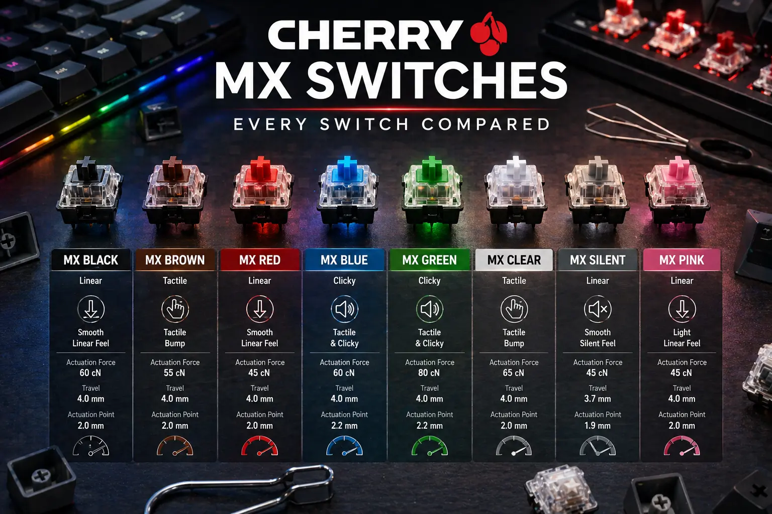 Cherry MX Switches Complete Guide: Every Switch Compared (2026)
