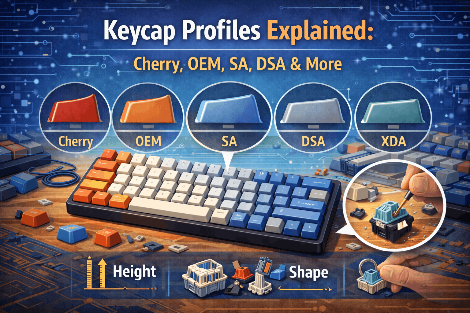 Keycap Profiles Explained: Cherry, OEM, SA, DSA & More