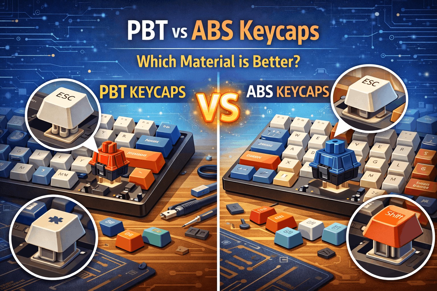 PBT vs ABS Keycaps: Which Material is Better ?
