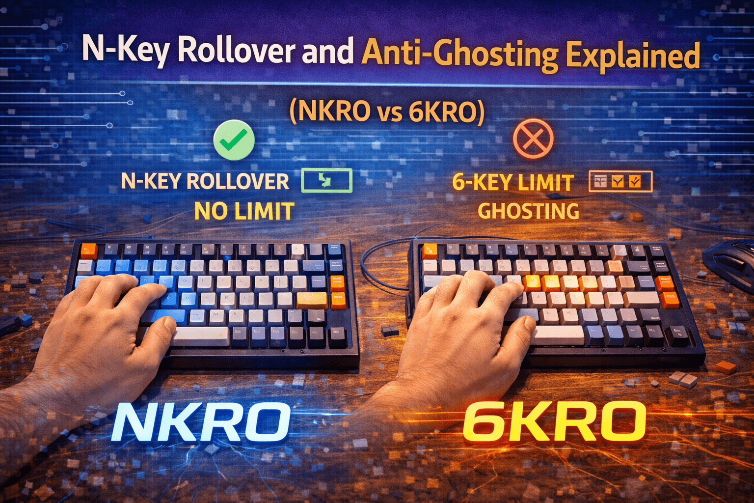 N-Key Rollover and Anti-Ghosting Explained (NKRO vs 6KRO)
