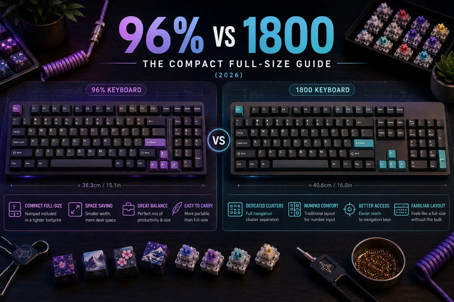 96% vs 1800 Keyboards: The Compact Full-Size Guide (2026)